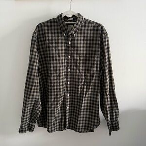 J. Crew Black and Olive Green Plaid Button Down Shirt Classic Fit